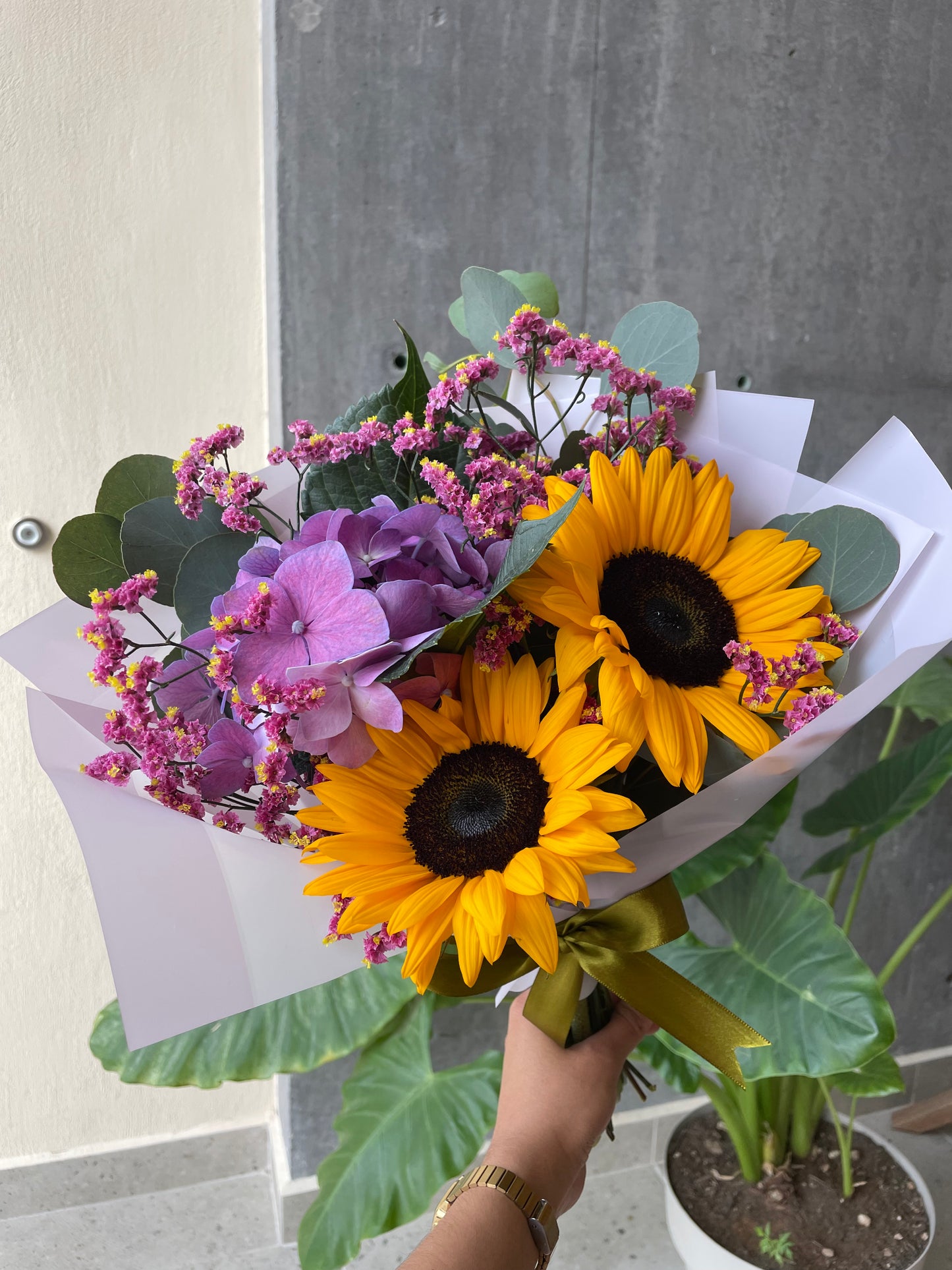 ATADITO PETITE GIRASOL + HORTENSIA